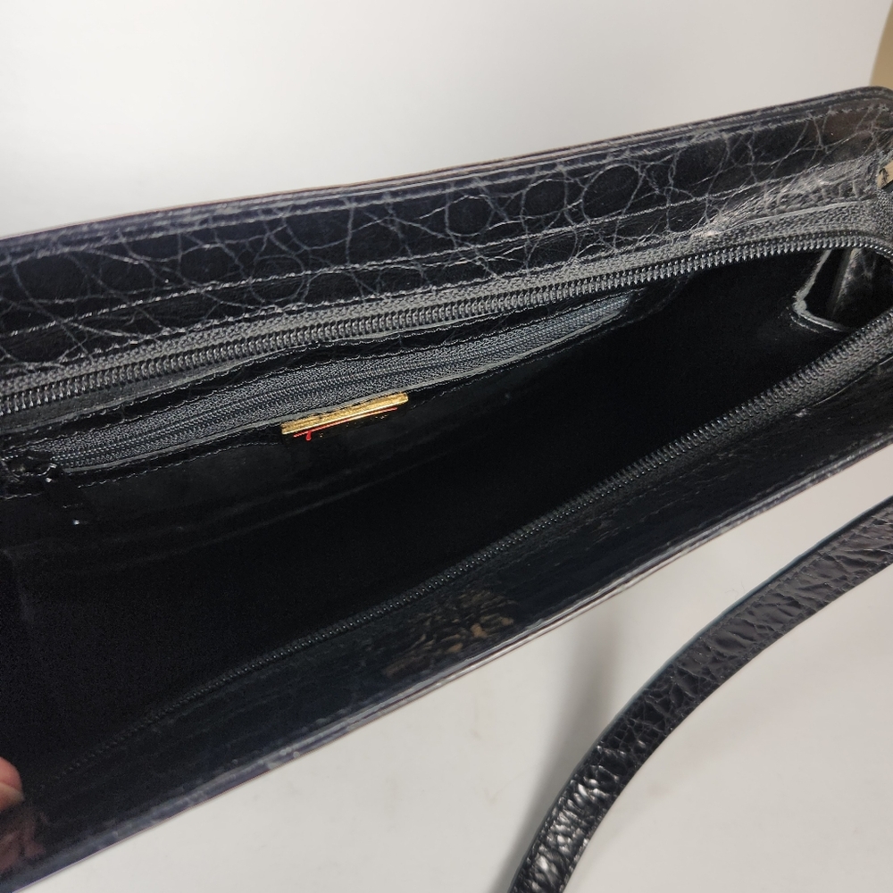 TALBOTS Crossbody Bag Black Leather Charm Inside Zipper Pocket Minimalist Purse - Picture 5 of 16